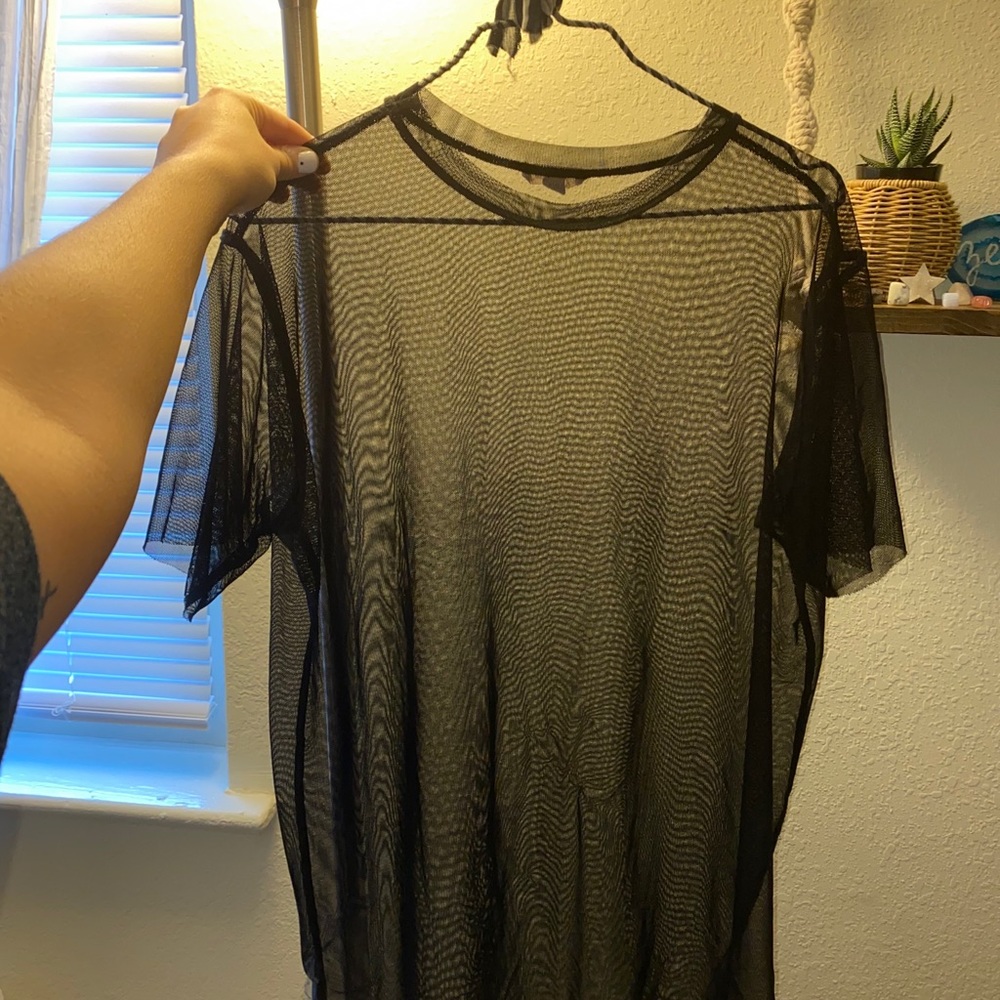 See through black shirt